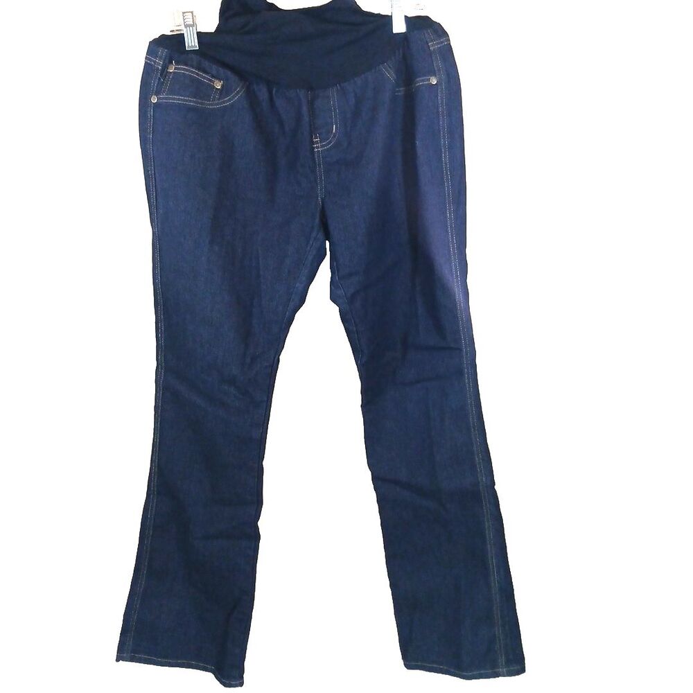 Y0059. Maternity Jeans Bootcut Dark Blue Prenatal Future Mom Denim Maternity XL - Picture 5 of 9